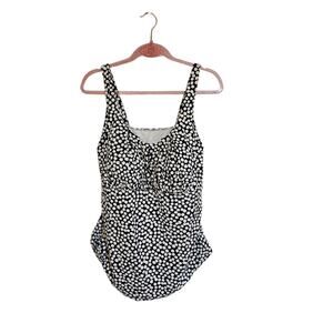 Lands End Black And White Polka Dot Womens Tankini Swim Top 20W